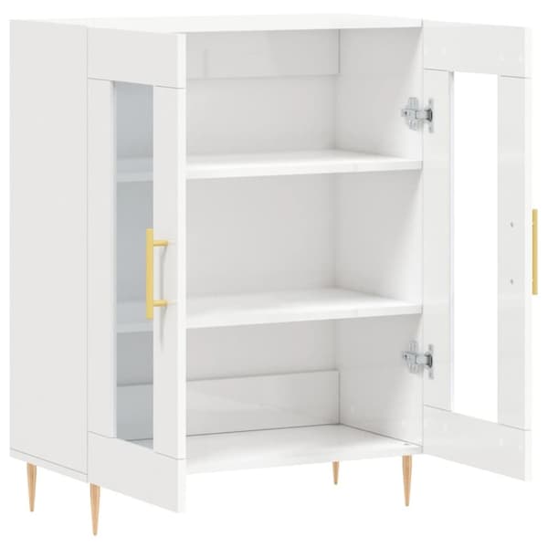 skænk 69,5x34x90 cm konstrueret træ hvid højglans