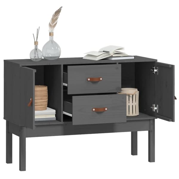 skænk 110x40x78 cm massivt fyrretræ grå