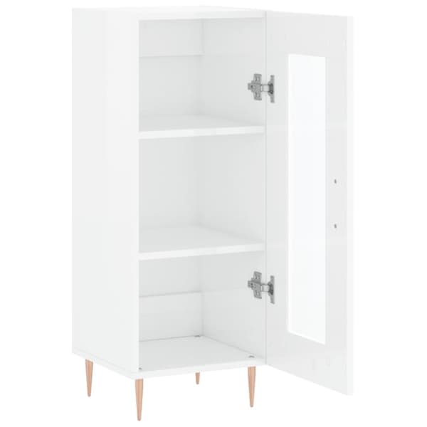 skænk 34,5x34x90 cm konstrueret træ hvid højglans