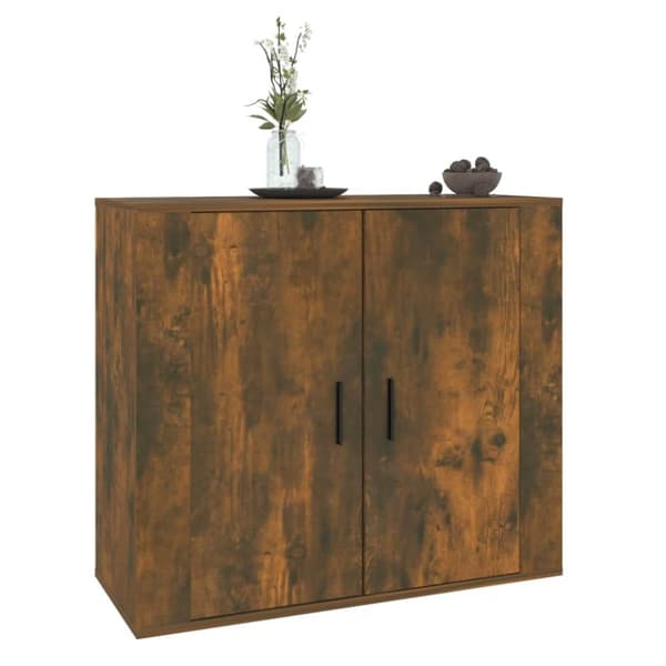 skænk 80x33x70 cm konstrueret træ røget egetræsfarve