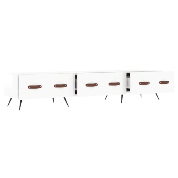 tv-bord 150x36x30 cm konstrueret træ hvid højglans