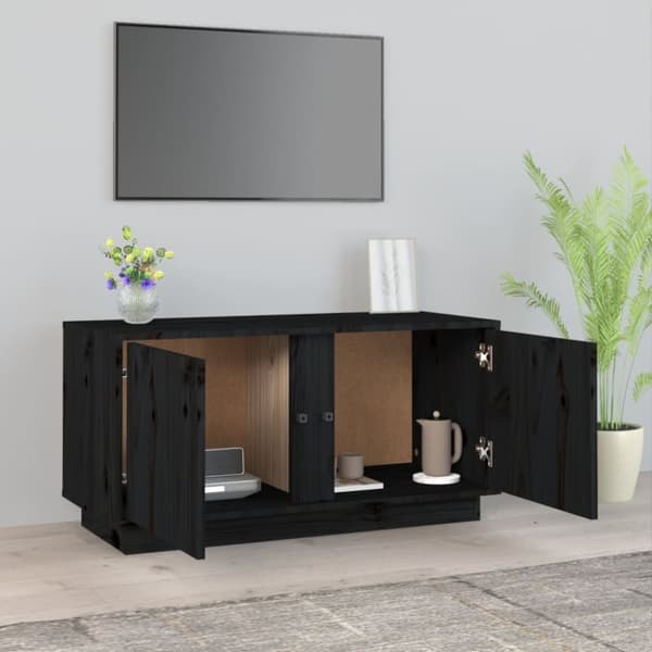 Tv-bänk svart 80x35x40,5 cm massiv furu