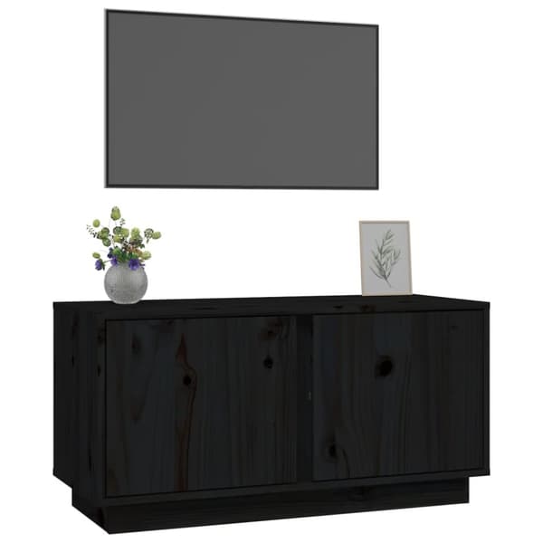 Tv-bänk svart 80x35x40,5 cm massiv furu