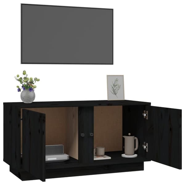 Tv-bänk svart 80x35x40,5 cm massiv furu