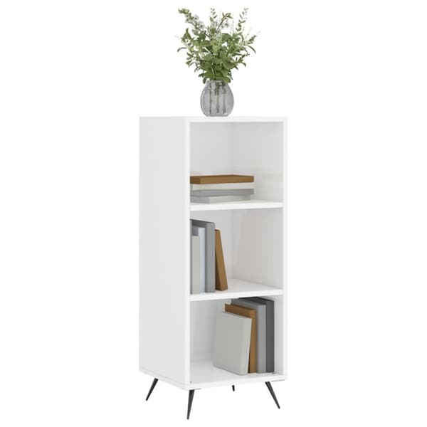 hyldeskab 34,5x32,5x90 cm konstrueret træ hvid højglans