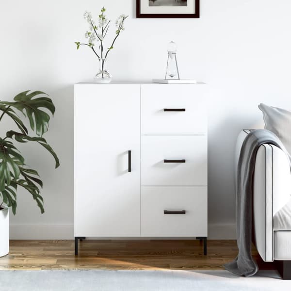 skænk 69,5x34x90 cm konstrueret træ hvid