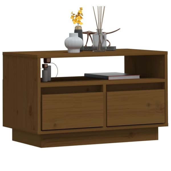 Tv-bänk honungsbrun 60x35x37 cm massiv furu
