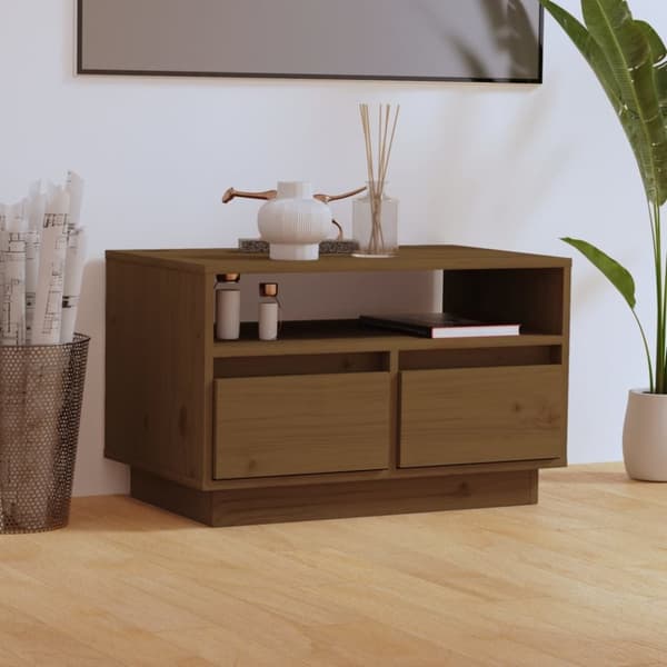 Tv-bänk honungsbrun 60x35x37 cm massiv furu