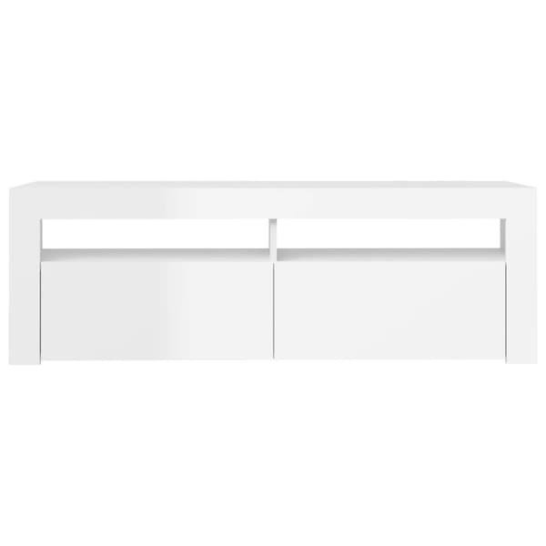 tv-skab med LED-lys 120x35x40 cm hvid højglans