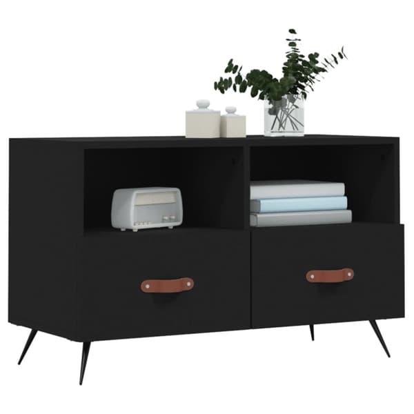 Tv-bänk svart 80x36x50 cm konstruerat trä