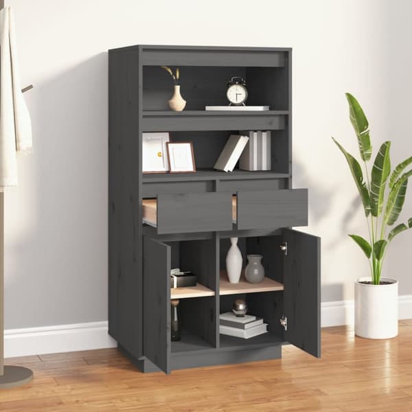 højskab 60x40x116,5 cm massivt fyrretræ grå