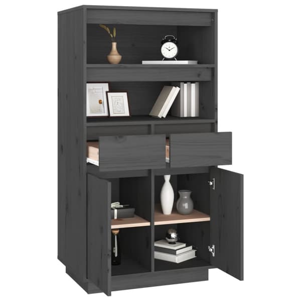 højskab 60x40x116,5 cm massivt fyrretræ grå
