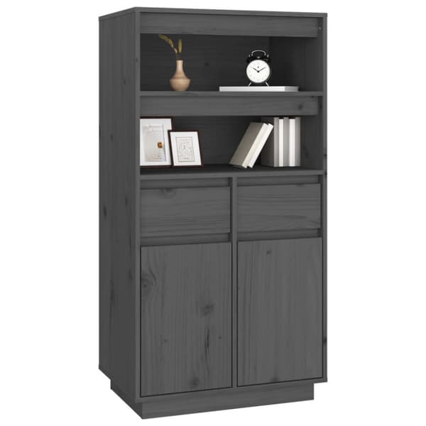 højskab 60x40x116,5 cm massivt fyrretræ grå