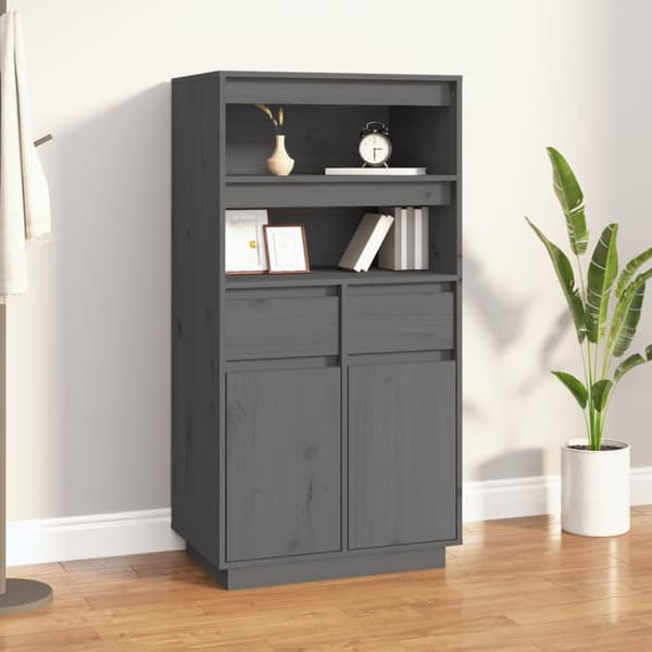 højskab 60x40x116,5 cm massivt fyrretræ grå