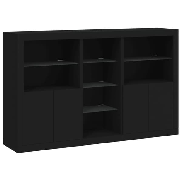 skænk med LED-lys 162x37x100 cm sort