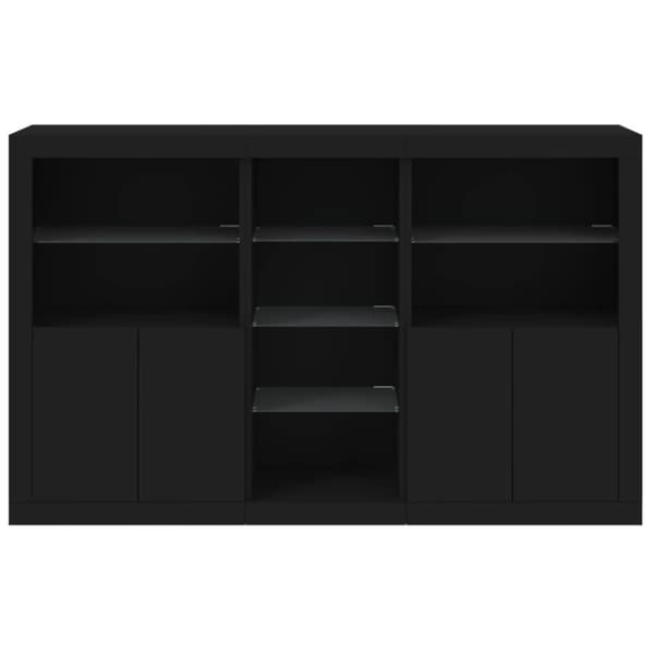skænk med LED-lys 162x37x100 cm sort