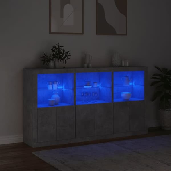 Senkki LED-valoilla betoninharmaa 181,5x37x100 cm