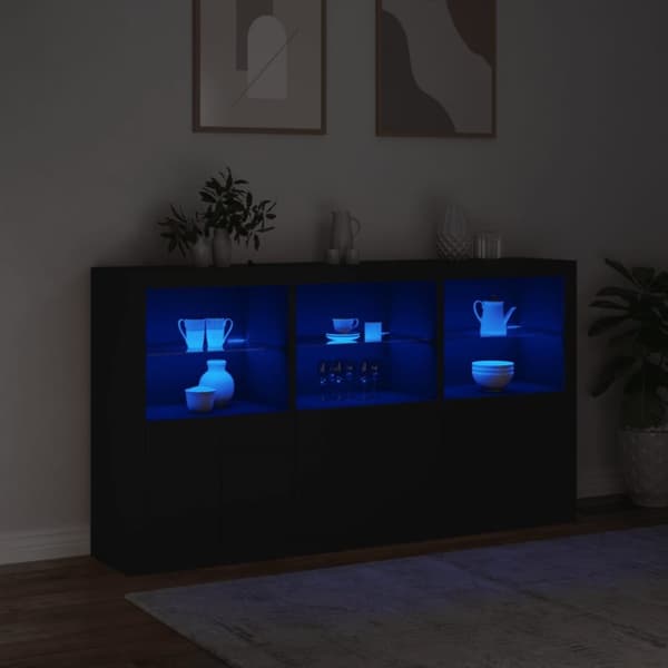 Senkki LED-valoilla musta 181,5x37x100 cm