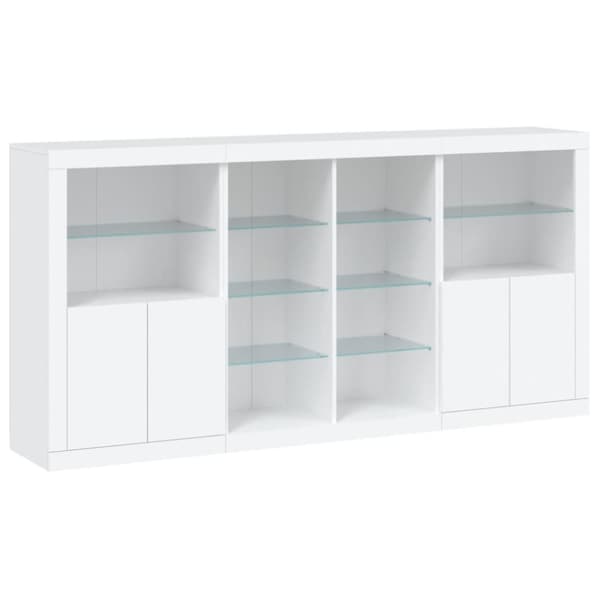 skænk med LED-lys 202x37x100 cm hvid
