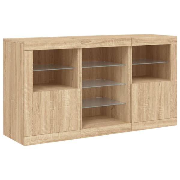 Senkki LED-valoilla Sonoma-tammi 123x37x67 cm