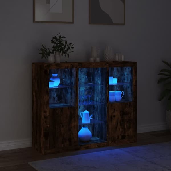 Senkit LED-valoilla 3 kpl savutammi tekninen puu