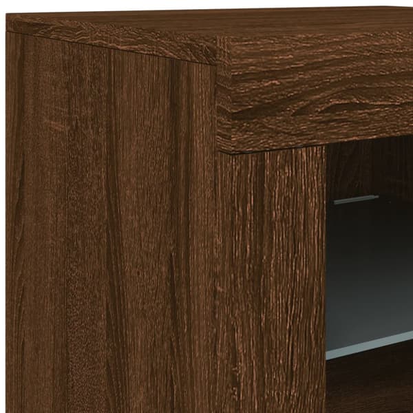 Senkki LED-valoilla ruskea tammi 181,5x37x67 cm