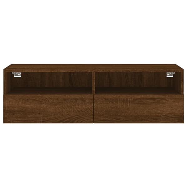 Väggmonterad tv-bänk brun ek 100x30x30 cm konstruerat trä