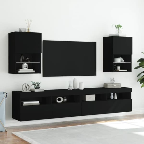 Tv-skåp med LED-belysning svart 40,5x30x60 cm