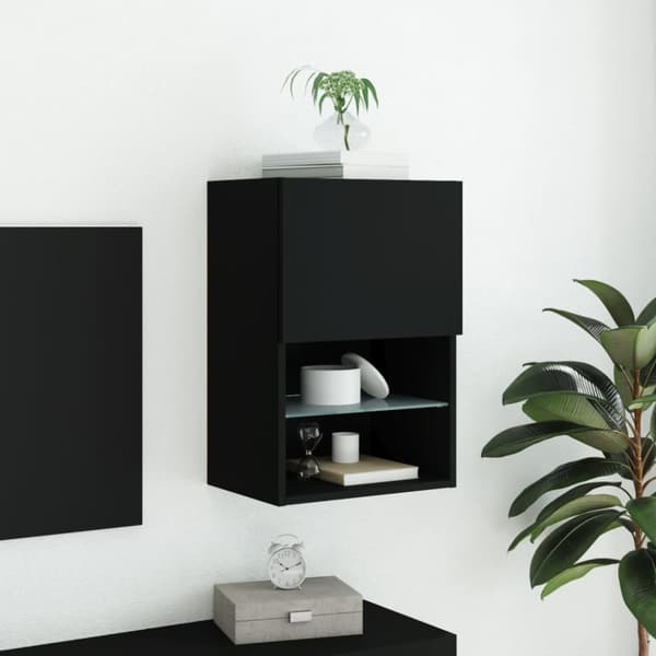Tv-skåp med LED-belysning svart 40,5x30x60 cm