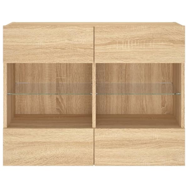væghængt tv-bord med LED-lys 78,5x30x60,5 cm sonoma-eg