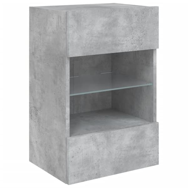 Väggmonterad tv-bänk LED betonggrå 40x30x60,5 cm