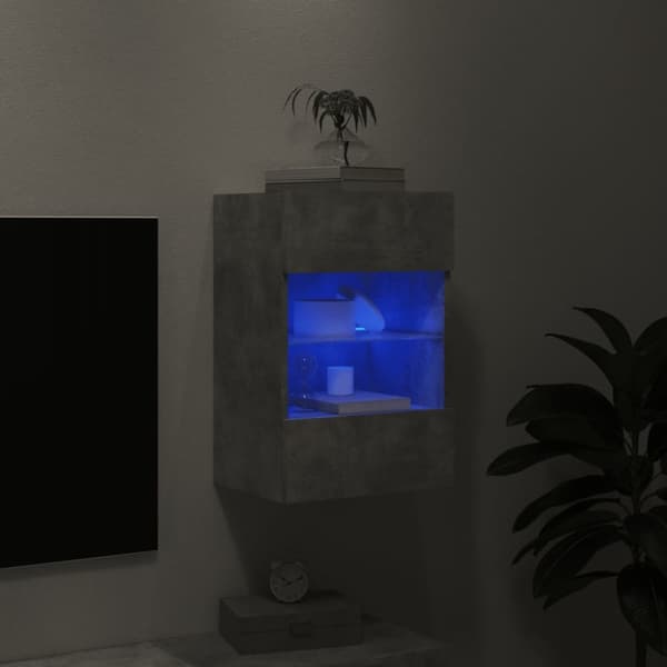 Väggmonterad tv-bänk LED betonggrå 40x30x60,5 cm