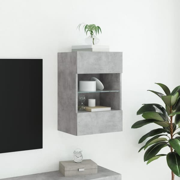 Väggmonterad tv-bänk LED betonggrå 40x30x60,5 cm