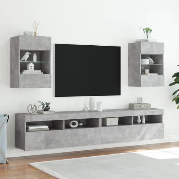 Väggmonterad tv-bänk LED betonggrå 40x30x60,5 cm