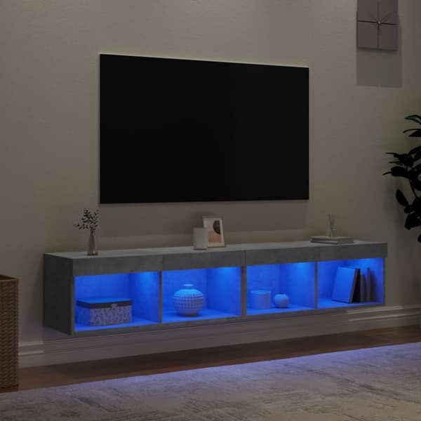 TV-bänk med LED-belysning 2 st betonggrå 80x30x30 cm