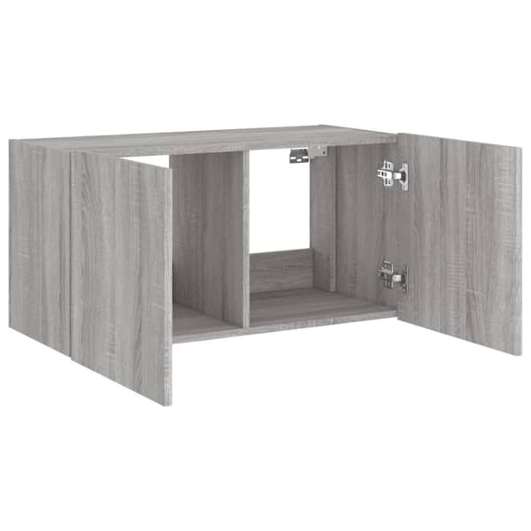 Väggmonterad tv-bänk LED grå sonoma 80x35x41 cm