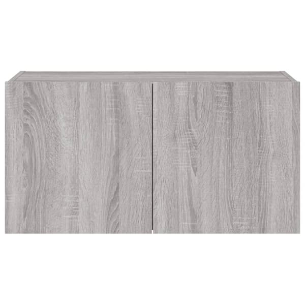 Väggmonterad tv-bänk LED grå sonoma 80x35x41 cm