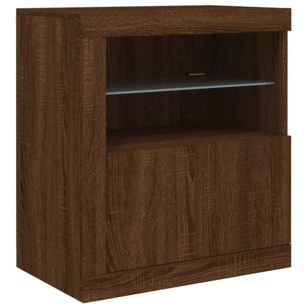Senkki LED-valoilla ruskea tammi 60,5x37x67 cm