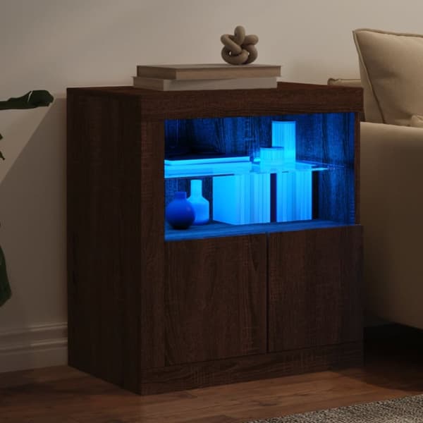 Senkki LED-valoilla ruskea tammi 60,5x37x67 cm
