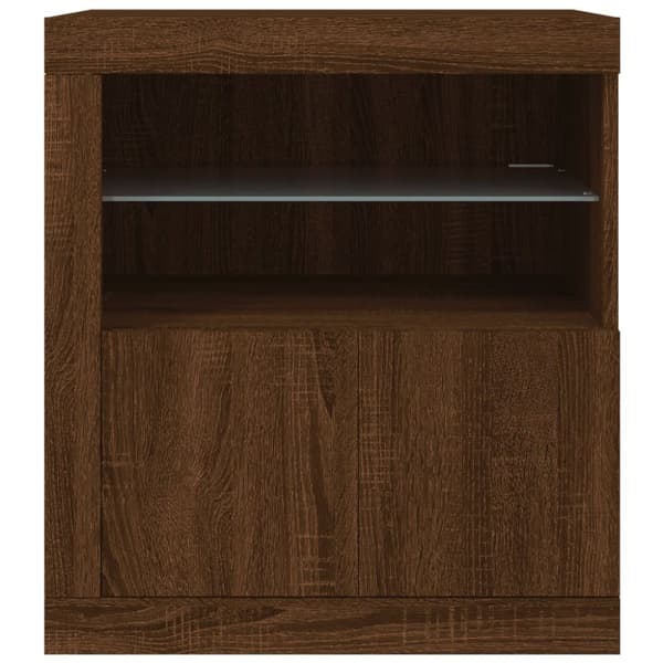 Senkki LED-valoilla ruskea tammi 60,5x37x67 cm