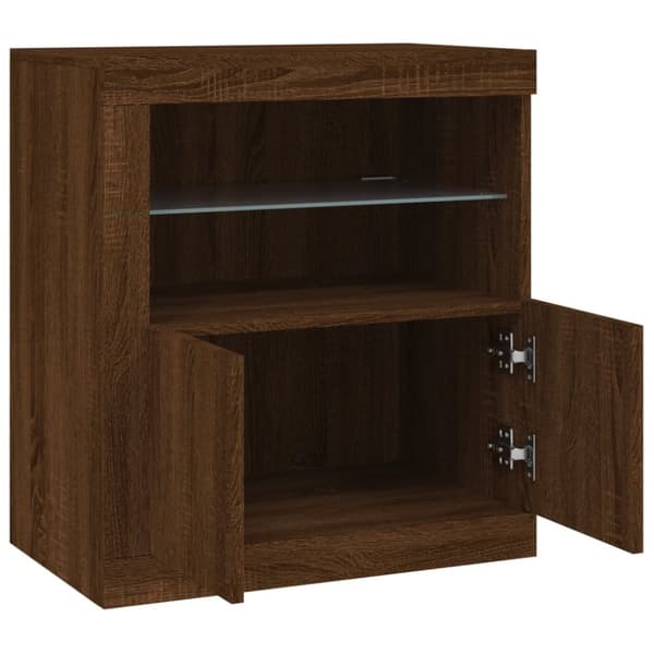 Senkki LED-valoilla ruskea tammi 60,5x37x67 cm