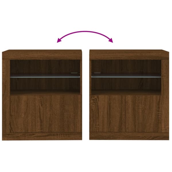 Senkki LED-valoilla ruskea tammi 60,5x37x67 cm