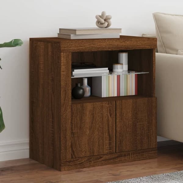 Senkki LED-valoilla ruskea tammi 60,5x37x67 cm
