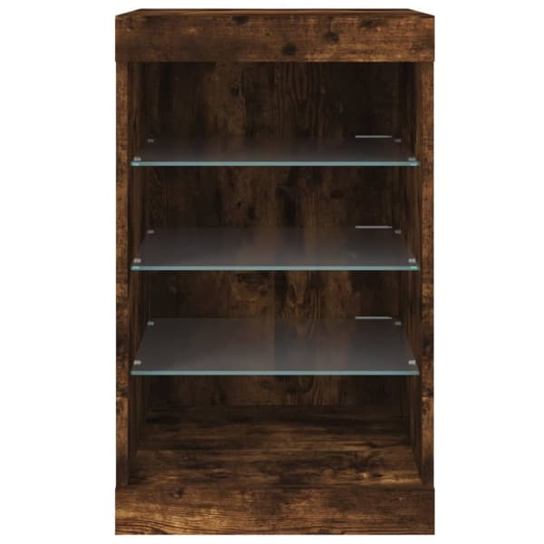 Skänk med LED-belysning rökfärgad ek 41x37x67 cm