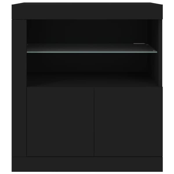 skænk med LED-lys 60,5x37x67 cm sort