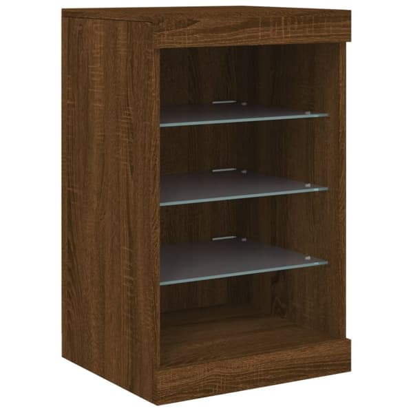 Senkki LED-valoilla ruskea tammi 41x37x67 cm