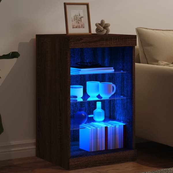 Senkki LED-valoilla ruskea tammi 41x37x67 cm
