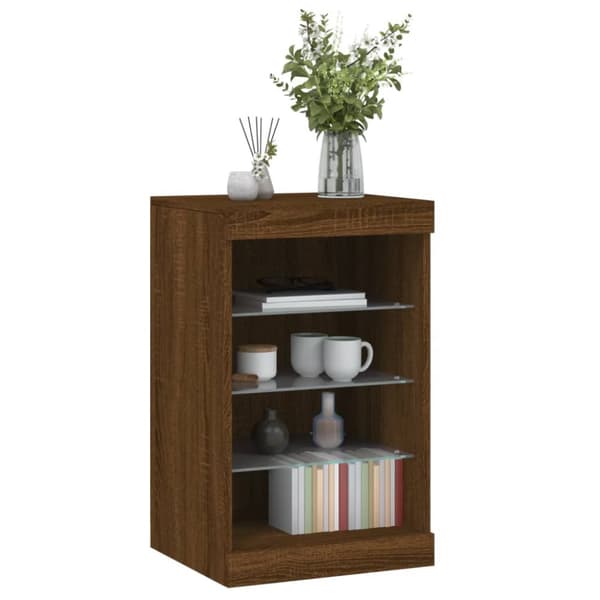Senkki LED-valoilla ruskea tammi 41x37x67 cm