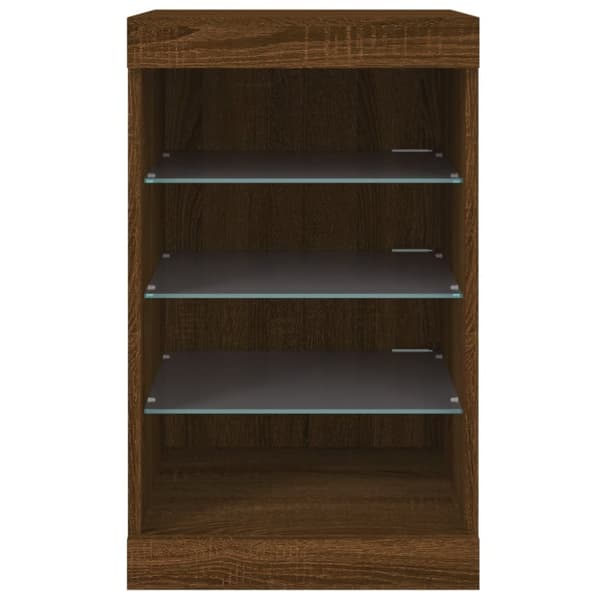 Senkki LED-valoilla ruskea tammi 41x37x67 cm