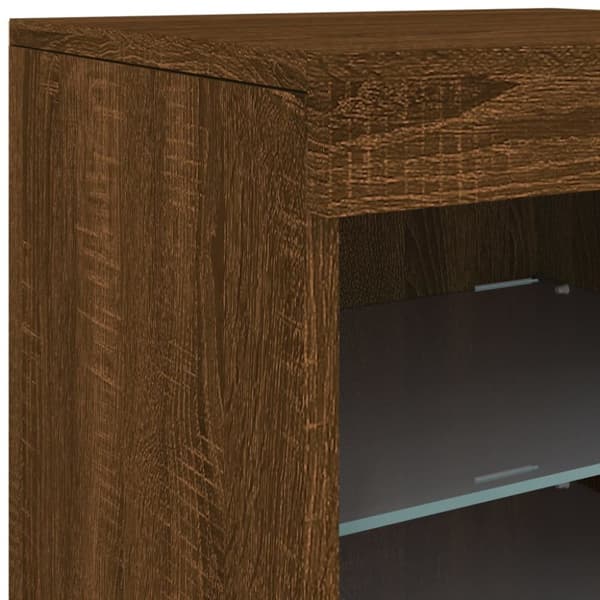Senkki LED-valoilla ruskea tammi 41x37x67 cm